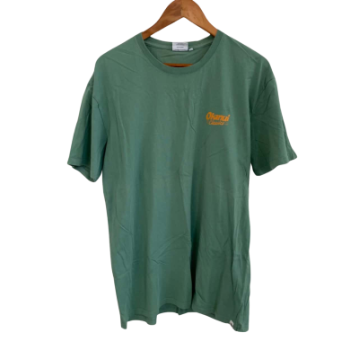 Okanui Mens  Size L Printed Shirt / Short Sleeve Shirt Teal 