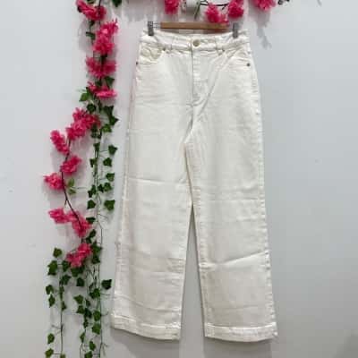 Abrand Jeans Womens High Waisted Wide Leg Pants Size 12 / 30 White 