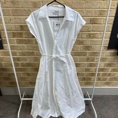 Dissh Womens KAYLYN WHITE SHIRT DRESS Size 12 