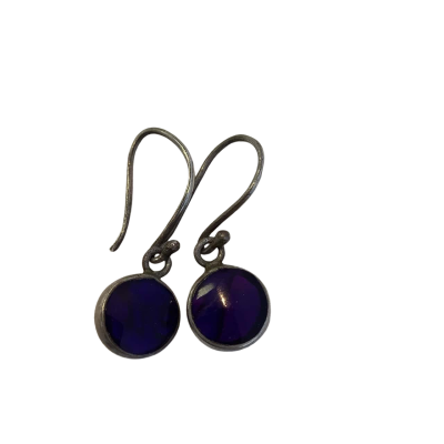 925 Stamped Womens Drop Earrings Black  / Silver #19