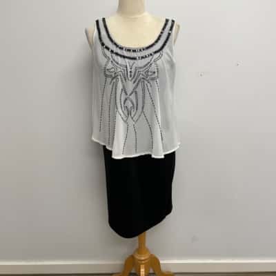 Target Classy /Black & White/ Sheath Flow Top /Beaded Dress Size 12 - Brand New with Tags - RRP $69