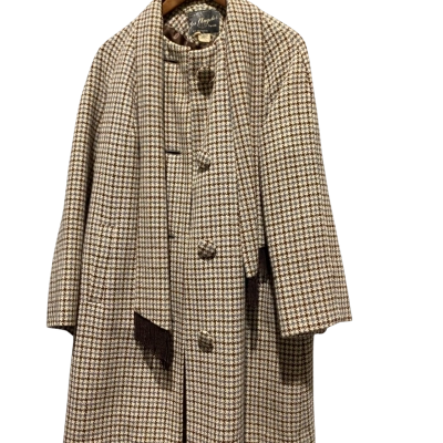 Los Angeles Tailor of Melbourne Vintage Lined Houndstooth Scarf Collar Womens Coat