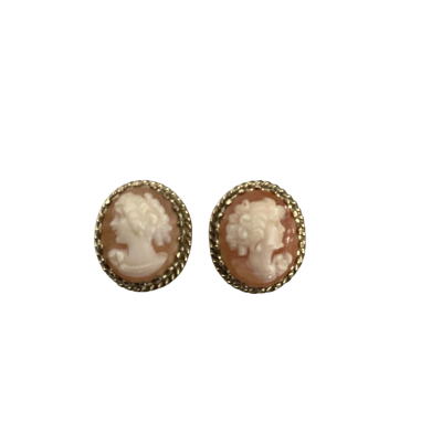  Womens Vintage Estate Clip on Earrings(Screw Back) 9ct Gold Cameo