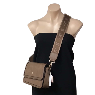 Laura Jones Womens Brown Crossbody Bag with wide strap