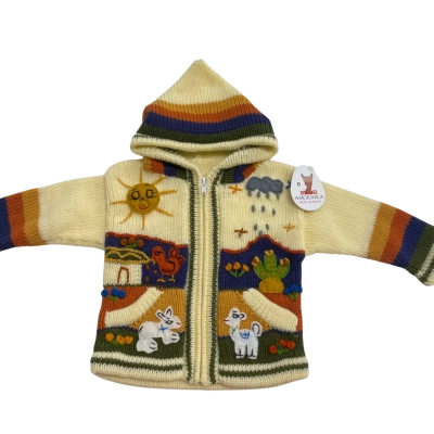 Amorlinka Peruvian kids hooded wool sweater