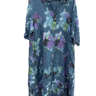 Made in Italy Womens  Size S-M Blue Floral Buttoned up Dress 