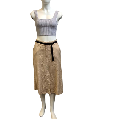 Lee Mathews Womens AUS Size 10 Split Hem Midi Skirt Beige
