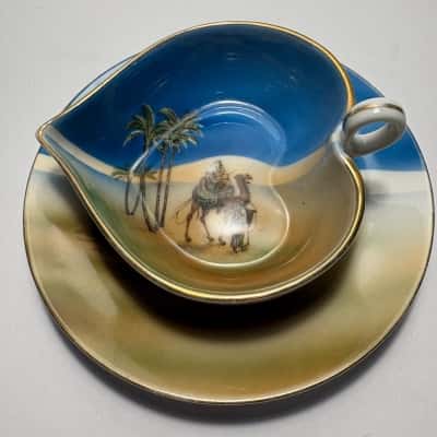 Vtg. Noritake 1920’s Side Plate & Heart Dish featuring an Egyptian "Desert Scene" 