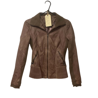 Womens Guess Size XS Brown Leather Jacket 