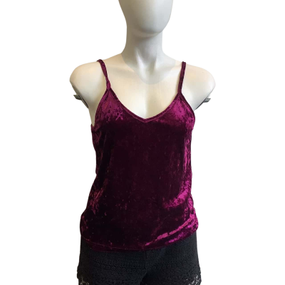 Temt Women's Size L Crushed Velvet Cami Maroon 