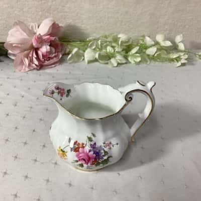Vintage Royal Crown Derby Floral Pattern Porcelain Creamer / Milk Jug