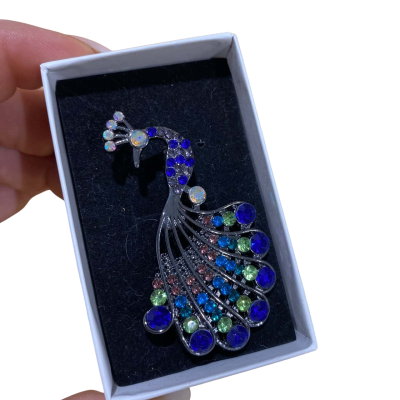  Womens Brooch Peacock Multicoloured 