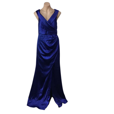 Bariano Womens Size 14 Bright Blue Off the Shoulder Formal Gown (new)