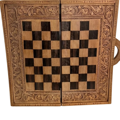 Hand Carved Wooden Aztec Chess Set