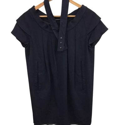 Scanlan Theodore Womens  Size L / M Babydoll Dress Black  / Navy Blue 
