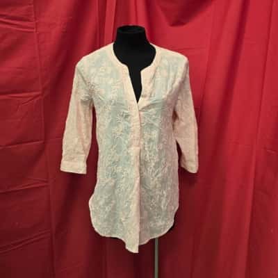 Womens Pale Pink Embroidered Shirt