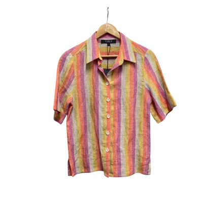 Cable Melbourne Womens  Size 6 Linen Short Sleeve Shirt Multicoloured RRP $249