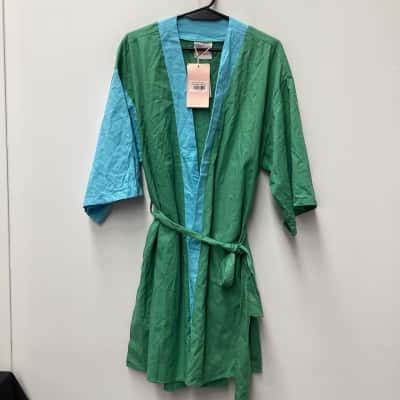 NEW - THE LULLABY CLUB  Womens  Size L Blue / Green  Krystal mini wrap dress