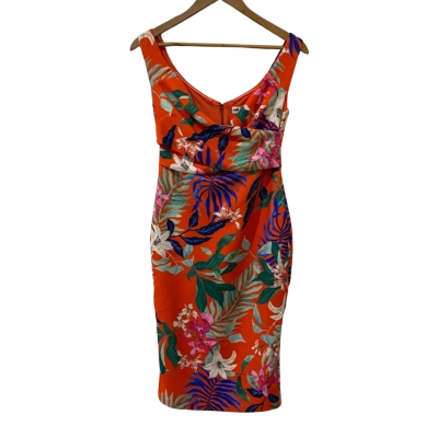 Fresh Soul Womens  Size 10 Bodycon Dress Floral / Orange 