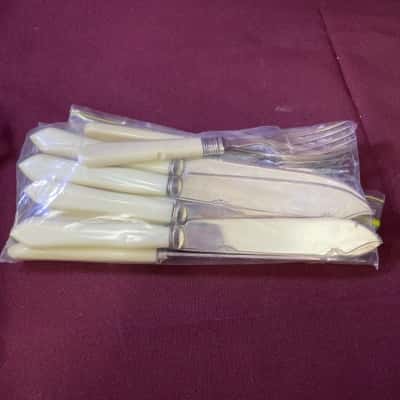 Vintage Faux Bone Handle Cutlery Set-Uncleaned
