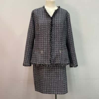 Forever New Curve Womens  Skirt & Jacket set Size 20 Black  / Checked / White 