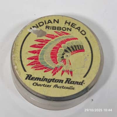 Vintage Remington Rand Indian Head Typewriter Ribbon Case and Ribbon Unused As New 