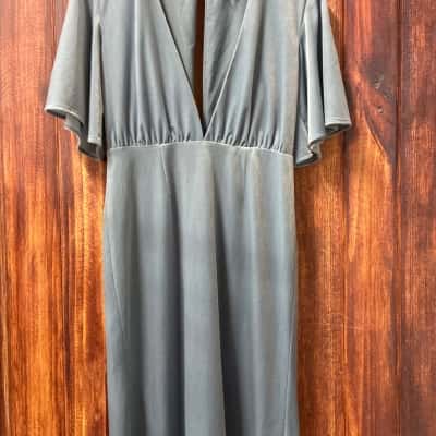  ISLA Dusty blue Size 14 velvet feel dress 