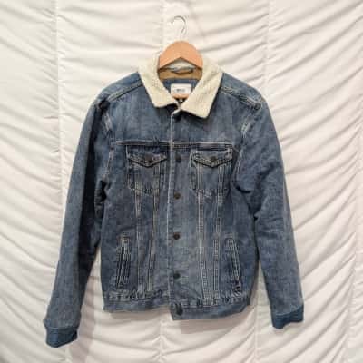 Maddox Mens Denim Sherpa Jacket Quilted Lining - Size L