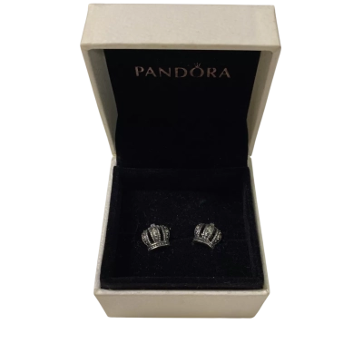 Pandora SS925 Crown Studs with Clear Stones