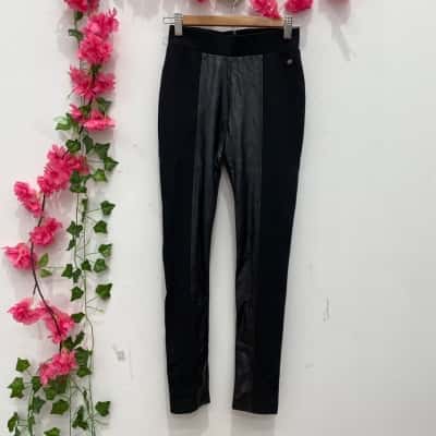 Guess Womens Ponte Leatherette Leggings Size XS Black  