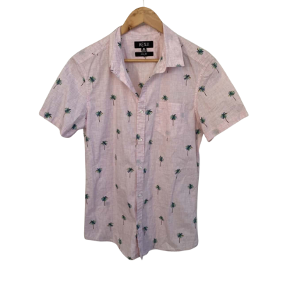 Kenji Mens  Size M Printed Shirt / Short Sleeve Shirt Pink  