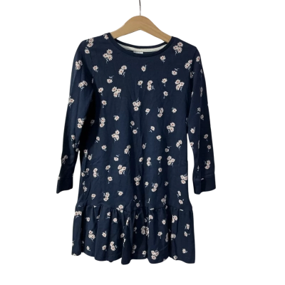 Target Girls Size 5 Navy Blue / White Floral Long Sleeve Dress