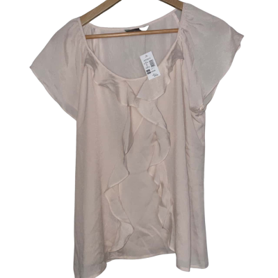 Jacqui-E Women's Size 14 Beige / Cream Ruffled Top 