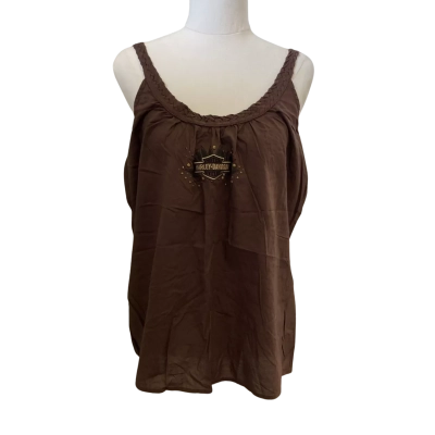 Harley Davidson Womens  Size L Shoestring Strap Top Brown 