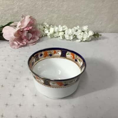 Vintage Wetley China White / Blue / Orange Floral Art Deco Pattern Porcelain Bowl