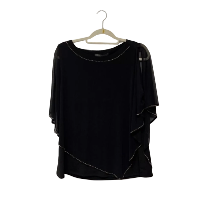 BNWT Liz Jordan Womens Embellished Overlay Top Size 10 Black  RRP$169.99