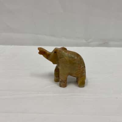 Vintage Onyx stone Hand Carved Elephant Figurine Statue 