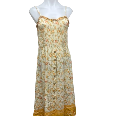 Silver Wishes Womens  Size 10 Maxi Dress Floral / White / Yellow 