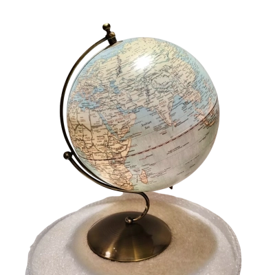 PICK-UP ONLY- High Quality Antique Style Metal World Globe On Meatal Base Home Decor 30cm Diameter In As New Condition