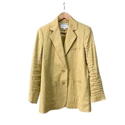 Oroton Womens  Size 6 Linen-blend Blazer Yellow 