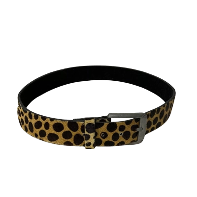  Womens approx Size S Brown / Beige Leopard Print Belt with Metal Buckle