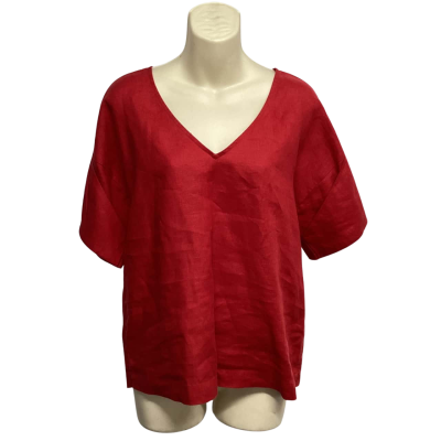 ELK Womens  Size 8 Red 100% French Linen Top 