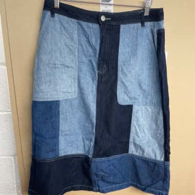 Gorman Womens  Size 14 Maxi Skirt Blue / Checked / Navy Blue 