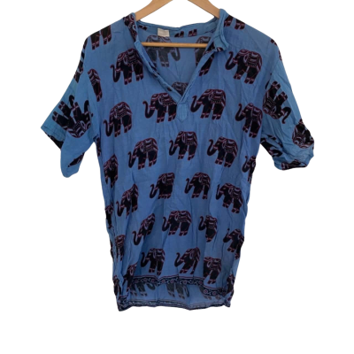  Mens  Size L Short Sleeve Shirt Blue 