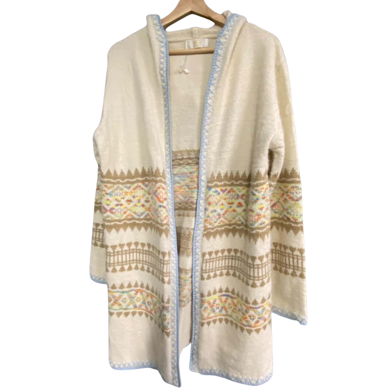 HQ Women's Open Cardigans With Hood Cream / Pattern Wool Blend (s)