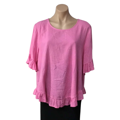 Silver Wishes Womens Size L / XL Pink Frilly Short Sleeve Top