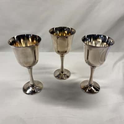 3 silver plated chalices 
