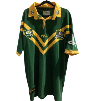 ARL Short sleeve Jersey.  Gold and Green.