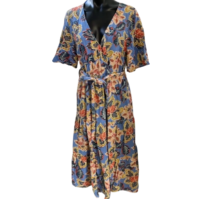 Piping Hot Womens  Size 14 Casual Dress Blue / Floral 