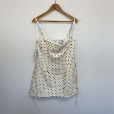 Princess Polly Cream Polka Dot  Mini Dress  Size 12 